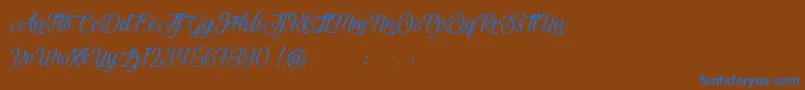 フォントBeautifulAndOpenhearted – 茶色の背景に青い文字