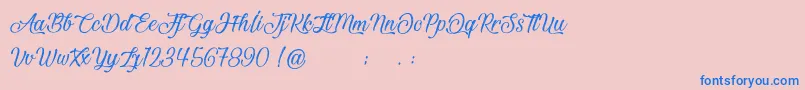 BeautifulAndOpenhearted-Schriftart – Blaue Schriften auf rosa Hintergrund