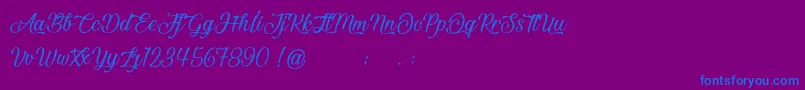 フォントBeautifulAndOpenhearted – 紫色の背景に青い文字