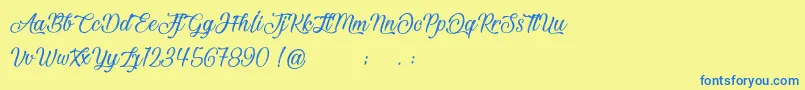 Шрифт BeautifulAndOpenhearted – синие шрифты на жёлтом фоне