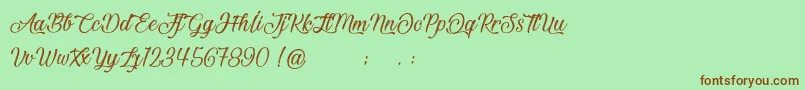 BeautifulAndOpenhearted Font – Brown Fonts on Green Background