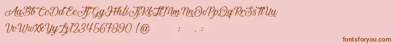 フォントBeautifulAndOpenhearted – ピンクの背景に茶色のフォント