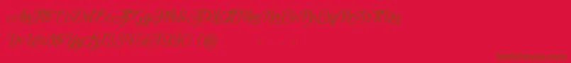 Czcionka BeautifulAndOpenhearted – brązowe czcionki na czerwonym tle