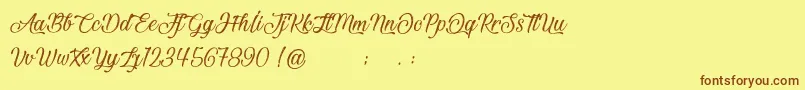 Шрифт BeautifulAndOpenhearted – коричневые шрифты на жёлтом фоне