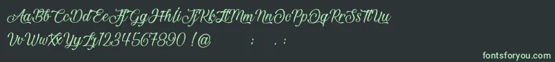 フォントBeautifulAndOpenhearted – 黒い背景に緑の文字