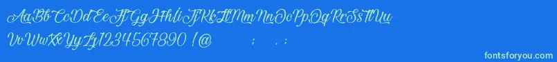 BeautifulAndOpenhearted Font – Green Fonts on Blue Background