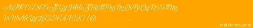 フォントBeautifulAndOpenhearted – オレンジの背景に緑のフォント