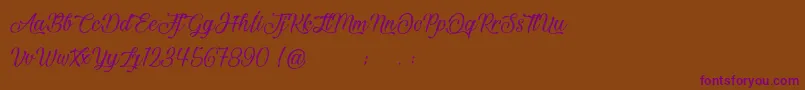 Fonte BeautifulAndOpenhearted – fontes roxas em um fundo marrom