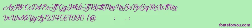 BeautifulAndOpenhearted Font – Purple Fonts on Green Background