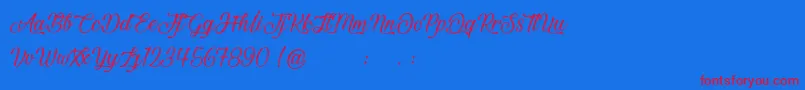 フォントBeautifulAndOpenhearted – 赤い文字の青い背景
