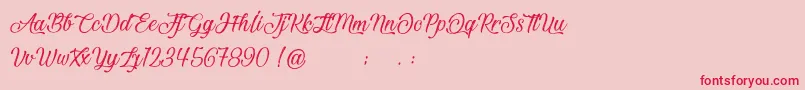 BeautifulAndOpenhearted Font – Red Fonts on Pink Background