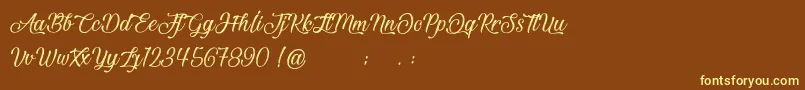 BeautifulAndOpenhearted-Schriftart – Gelbe Schriften auf braunem Hintergrund