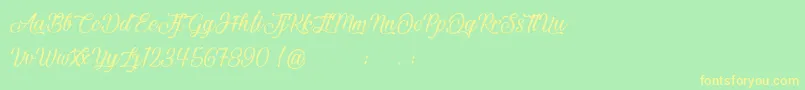 BeautifulAndOpenhearted-Schriftart – Gelbe Schriften auf grünem Hintergrund