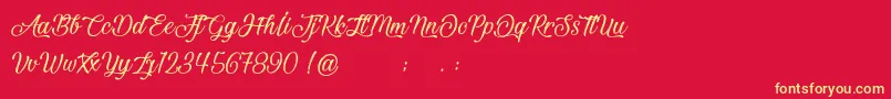 BeautifulAndOpenhearted Font – Yellow Fonts on Red Background