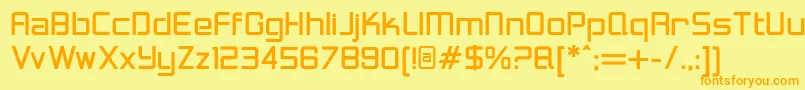 フォントLoganfiveRegular – オレンジの文字が黄色の背景にあります。