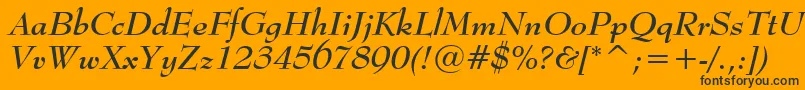 BernhardModernBoldItalicBt-Schriftart – Schwarze Schriften auf orangefarbenem Hintergrund