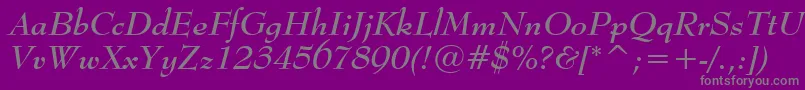 BernhardModernBoldItalicBt-Schriftart – Graue Schriften auf violettem Hintergrund