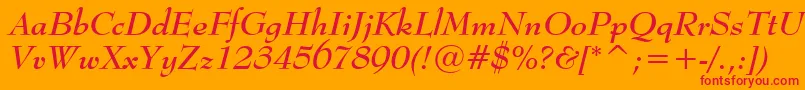 BernhardModernBoldItalicBt Font – Red Fonts on Orange Background