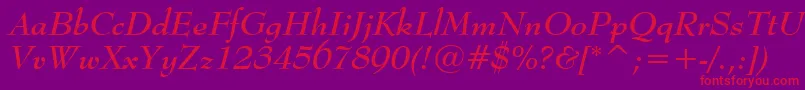 BernhardModernBoldItalicBt Font – Red Fonts on Purple Background