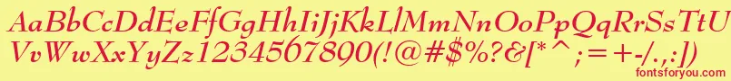 BernhardModernBoldItalicBt Font – Red Fonts on Yellow Background