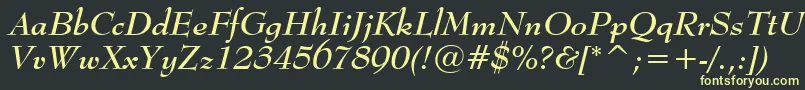 BernhardModernBoldItalicBt-Schriftart – Gelbe Schriften auf schwarzem Hintergrund