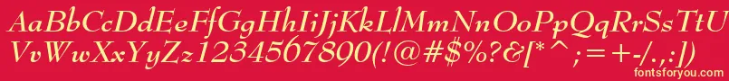 BernhardModernBoldItalicBt Font – Yellow Fonts on Red Background