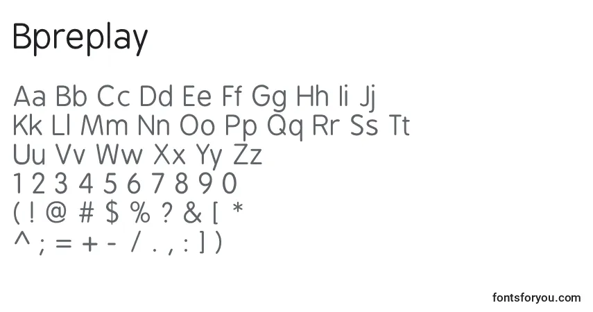 Czcionka Bpreplay – alfabet, cyfry, specjalne znaki