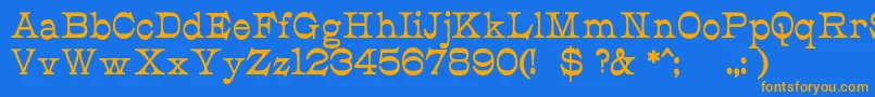 フォントJmhCajitaBold – オレンジ色の文字が青い背景にあります。