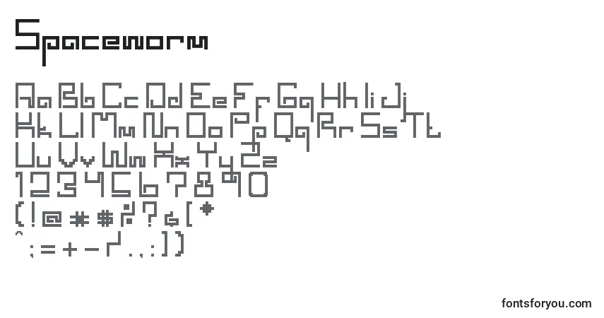A fonte Spaceworm – alfabeto, números, caracteres especiais
