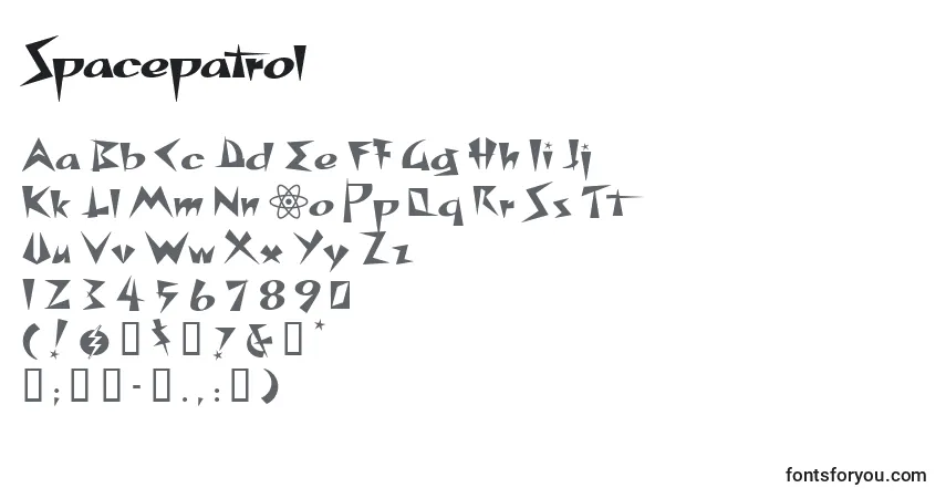 Czcionka Spacepatrol – alfabet, cyfry, specjalne znaki