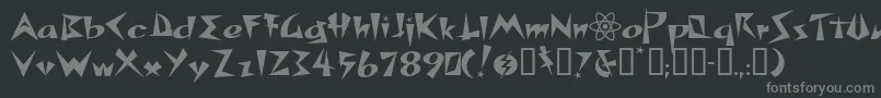 Spacepatrol-fontti – harmaat kirjasimet mustalla taustalla