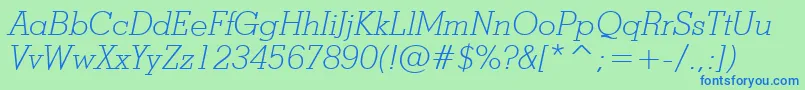 StymieLightItalicBt Font – Blue Fonts on Green Background