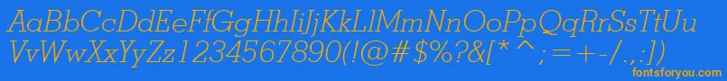 StymieLightItalicBt Font – Orange Fonts on Blue Background