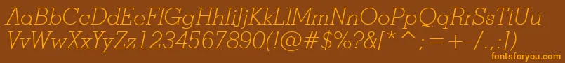 StymieLightItalicBt-Schriftart – Orangefarbene Schriften auf braunem Hintergrund