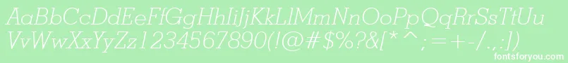 フォントStymieLightItalicBt – 緑の背景に白い文字
