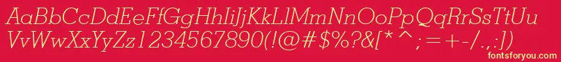 StymieLightItalicBt Font – Yellow Fonts on Red Background