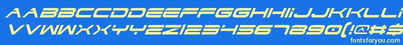フォントDodgerItalic – 黄色の文字、青い背景