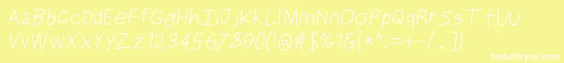 Justbreatheobl2-Schriftart – Weiße Schriften auf gelbem Hintergrund