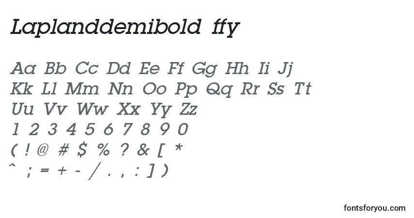 Czcionka Laplanddemibold ffy – alfabet, cyfry, specjalne znaki