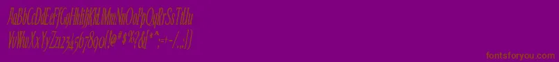 Fonte EchelonCondensedItalic – fontes marrons em um fundo roxo