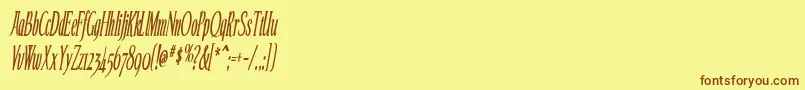 Fonte EchelonCondensedItalic – fontes marrons em um fundo amarelo