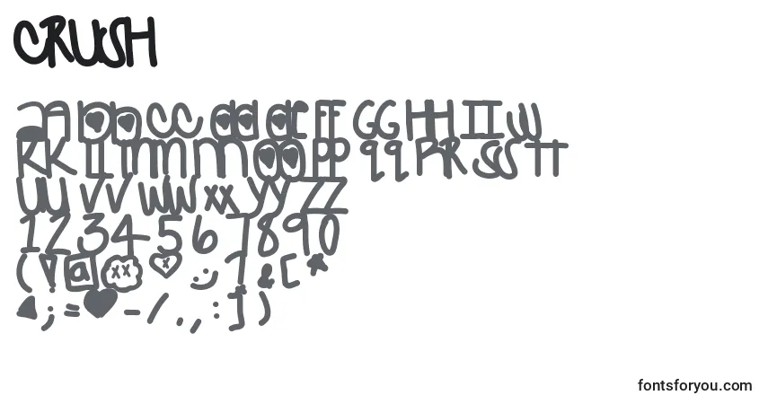 A fonte Crush – alfabeto, números, caracteres especiais