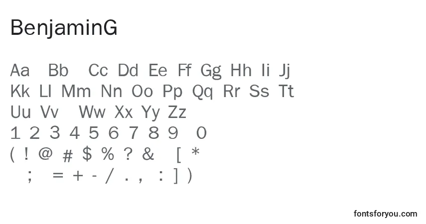Schriftart BenjaminGothicLight – Alphabet, Zahlen, spezielle Symbole