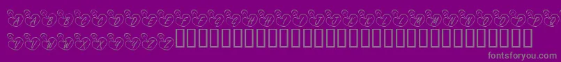 KrOnlineLove-fontti – harmaat kirjasimet violetilla taustalla