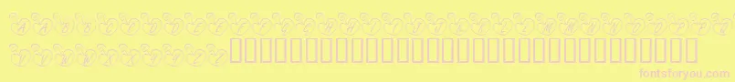 フォントKrOnlineLove – ピンクのフォント、黄色の背景