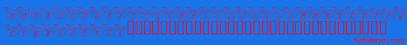 KrOnlineLove-Schriftart – Rote Schriften auf blauem Hintergrund