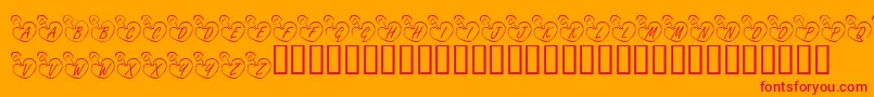 KrOnlineLove-Schriftart – Rote Schriften auf orangefarbenem Hintergrund
