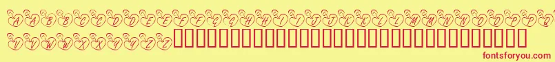 KrOnlineLove-Schriftart – Rote Schriften auf gelbem Hintergrund