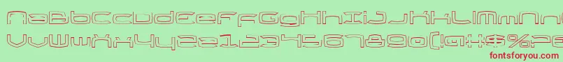 ThundergodOutline-Schriftart – Rote Schriften auf grünem Hintergrund