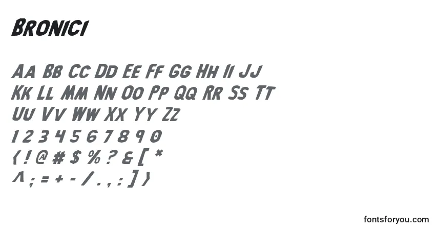 Schriftart Bronici – Alphabet, Zahlen, spezielle Symbole